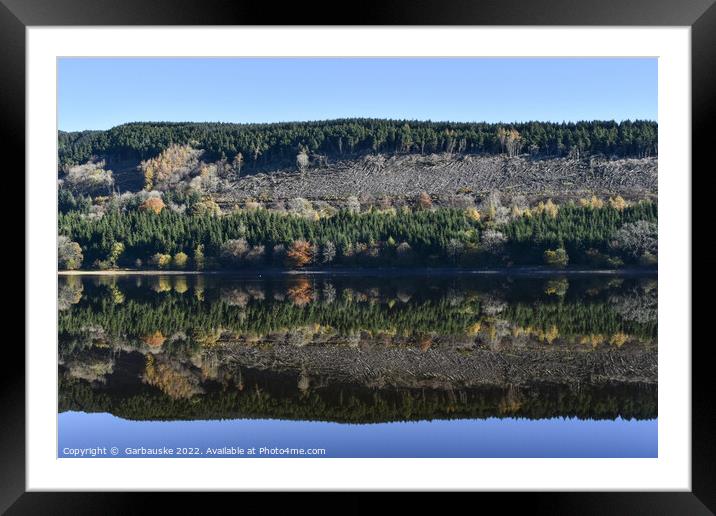 Reflections in Pontsticill Reservoir on quiet day  Framed Mounted Print by  Garbauske
