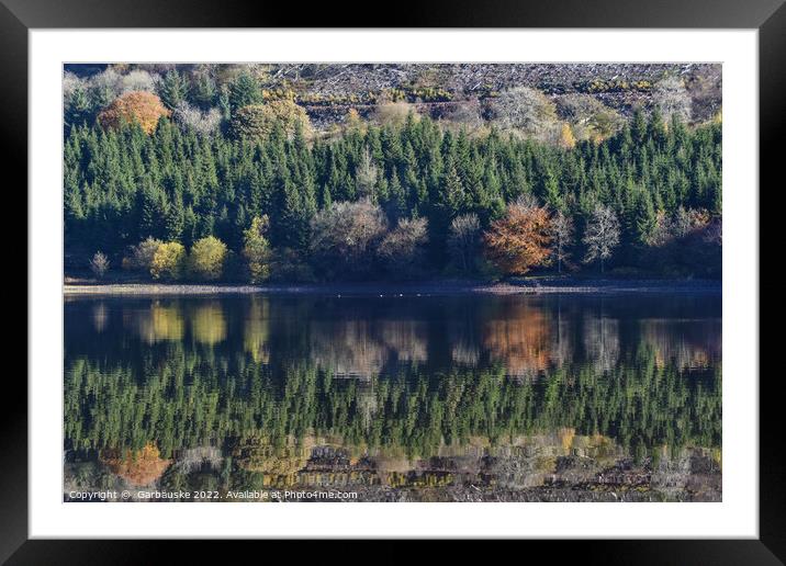 Reflections in Pontsticill Reservoir  Framed Mounted Print by  Garbauske