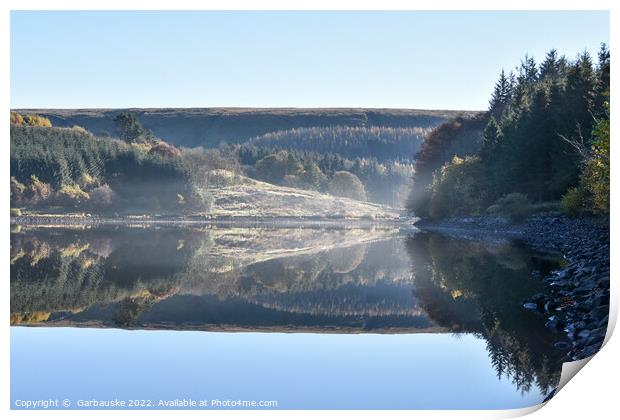 Reflections and haze in Pontsticill Reservoir  Print by  Garbauske