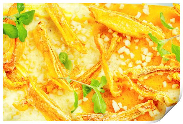 Cottage cheese casserole with pumpkin, food background Print by Mykola Lunov Mykola