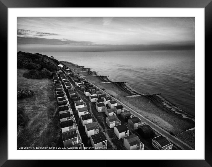 Tankerton Beach Huts Framed Mounted Print by Evolution Drone
