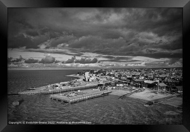 Whitstable Harbour Sky cloud Framed Print by Evolution Drone