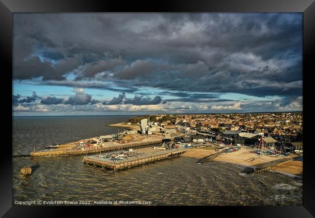 Whitstable Harbour Sky cloud Framed Print by Evolution Drone