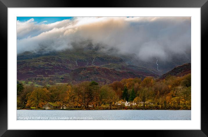 Coniston village lakeside Framed Mounted Print by Cliff Kinch