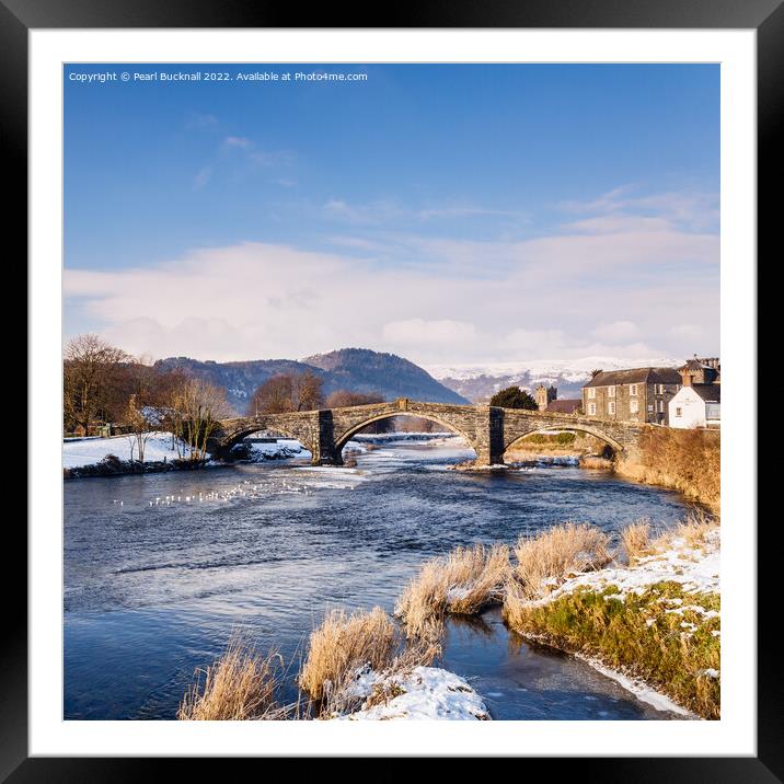 Llanrwst Bridge and Afon Conwy River Framed Mounted Print by Pearl Bucknall