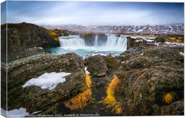 The Majestic Goafoss Waterfall Canvas Print by Hörður Vilhjálmsson