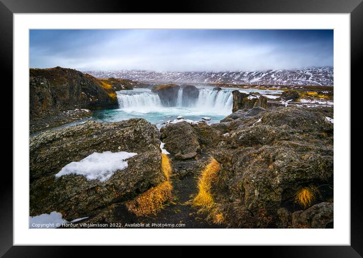 The Majestic Goafoss Waterfall Framed Mounted Print by Hörður Vilhjálmsson