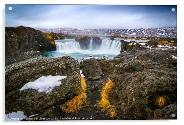 The Majestic Goafoss Waterfall Acrylic by Hörður Vilhjálmsson