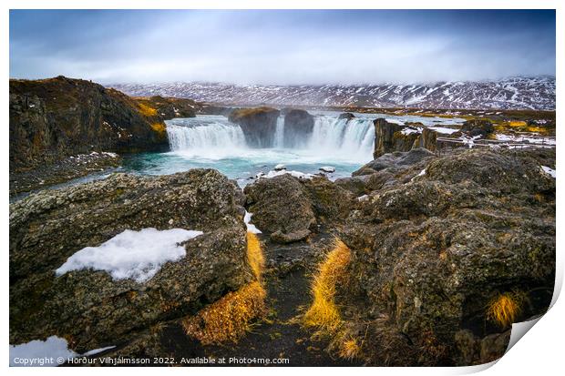 The Majestic Goafoss Waterfall Print by Hörður Vilhjálmsson