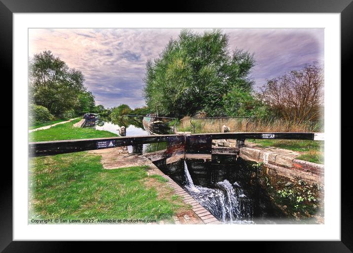 At Midgham Lock on the Kennet and Avon Framed Mounted Print by Ian Lewis