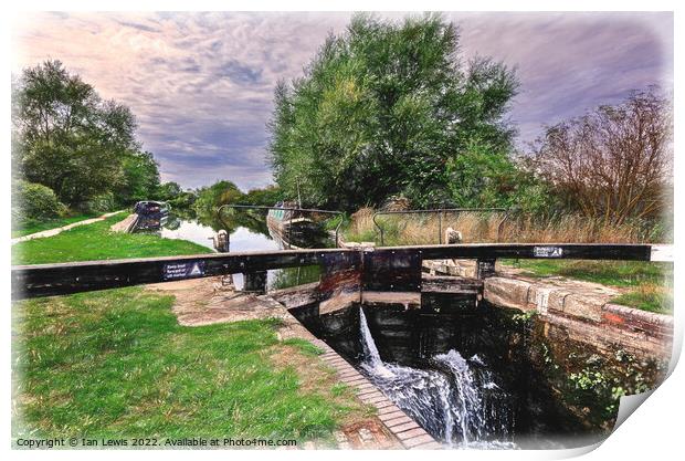At Midgham Lock on the Kennet and Avon Print by Ian Lewis