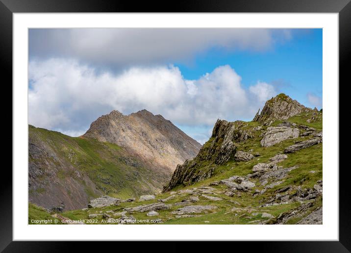 A view on the Summit of Snowdon from the Watkin pa Framed Mounted Print by  Garbauske