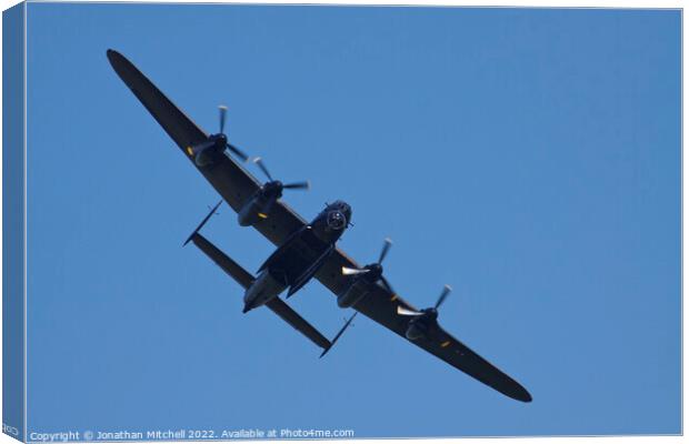 Lancaster Bomber in Flight Canvas Print by Jonathan Mitchell