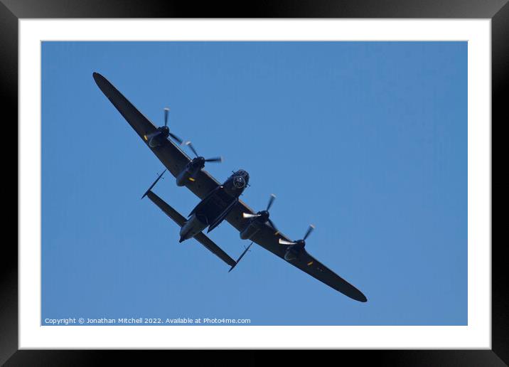 Lancaster Bomber in Flight Framed Mounted Print by Jonathan Mitchell
