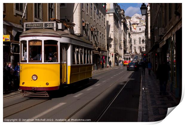Yellow Tram, Baixa, Lisbon, Portugal, 2012 Print by Jonathan Mitchell