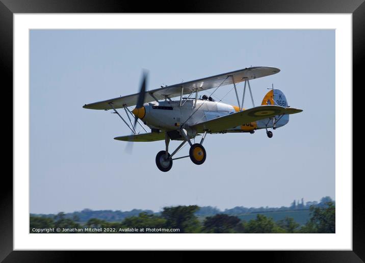 RAF Nimrod Biplane in Flight Framed Mounted Print by Jonathan Mitchell