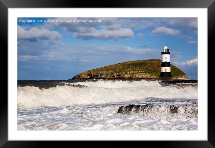 Rough Seas at Penmon Point Anglesey Framed Mounted Print by Pearl Bucknall