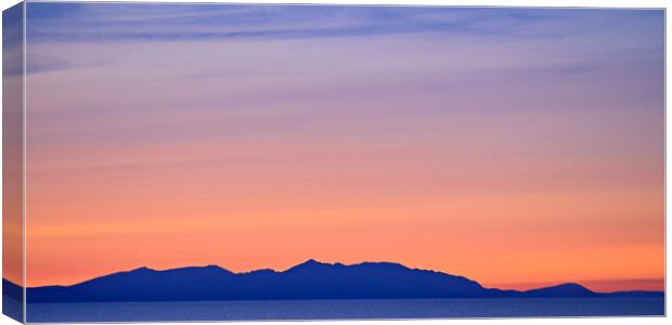 Colourful sky at sunset over Arran Canvas Print by Allan Durward Photography