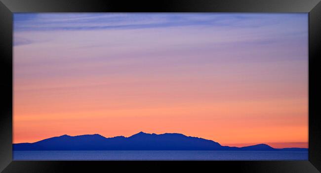 Colourful sky at sunset over Arran Framed Print by Allan Durward Photography
