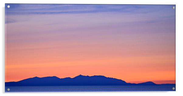 Colourful sky at sunset over Arran Acrylic by Allan Durward Photography