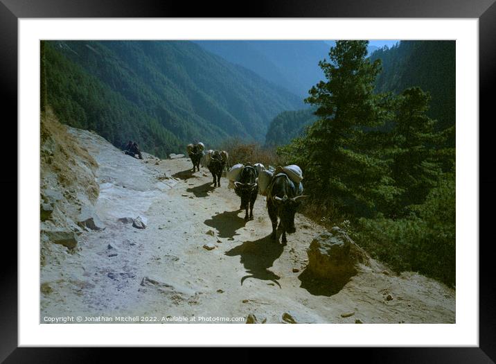 Everest Trail near Namche Bazaar, Nepal, 2006 Framed Mounted Print by Jonathan Mitchell