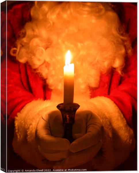 Santa Holding Candle Canvas Print by Amanda Elwell