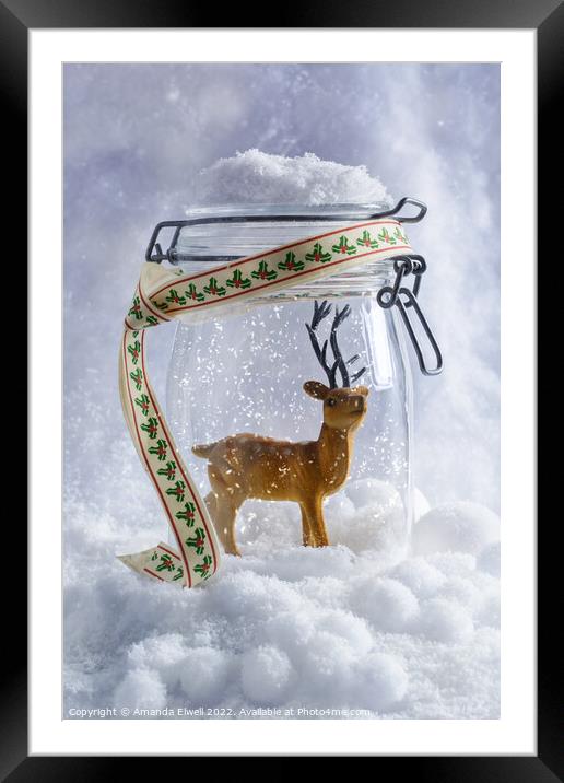 Reindeer Figure Framed Mounted Print by Amanda Elwell