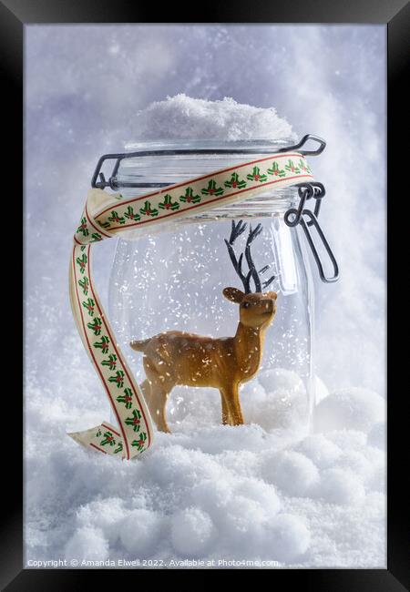 Reindeer Figure Framed Print by Amanda Elwell