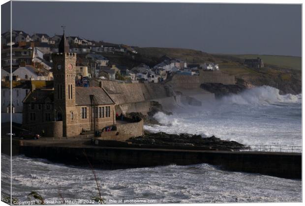 Storm Freya, Porthleven, Cornwall, England, 2019 Canvas Print by Jonathan Mitchell