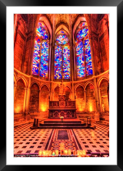 Reims Cathedral Candles   Framed Mounted Print by David Pyatt