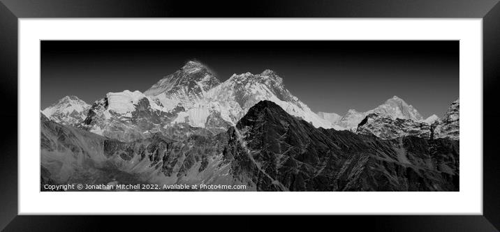 Mount Everest, Khumbu Himalaya, Nepal, 2008 Framed Mounted Print by Jonathan Mitchell