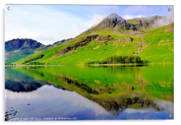 Mountain reflections, Cumbria, UK. Acrylic by john hill