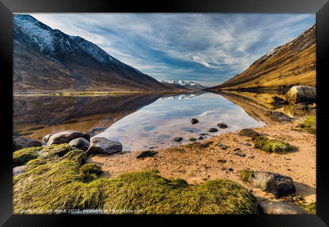 Mountain Reflections, Loch Etive Framed Print by Jim Monk