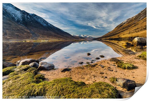 Mountain Reflections, Loch Etive Print by Jim Monk