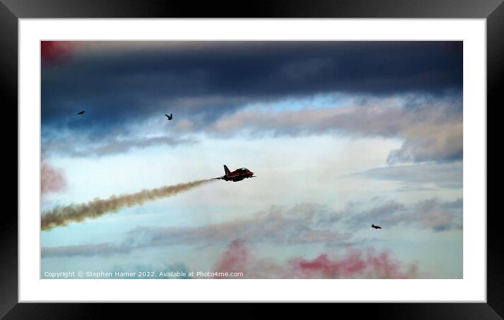Thrilling Red Arrows Flypast Framed Mounted Print by Stephen Hamer
