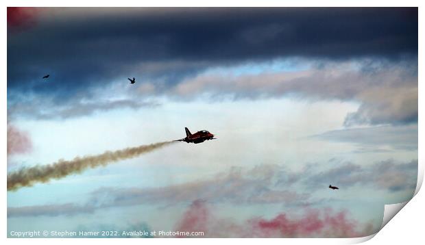 Thrilling Red Arrows Flypast Print by Stephen Hamer