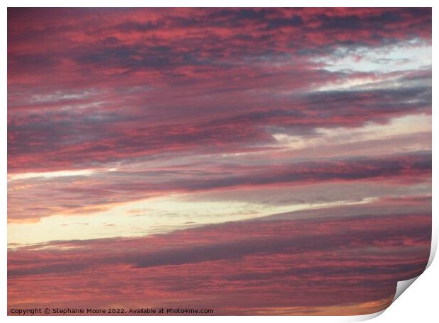 Colourful sunset Print by Stephanie Moore