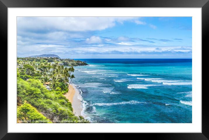 Colorful Homes Ocean Hawaii Kai Honolulu Oahu Hawaii Framed Mounted Print by William Perry