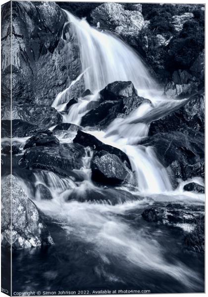 Waterfall and Mountain stream Canvas Print by Simon Johnson
