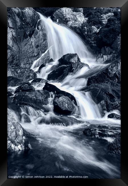 Waterfall and Mountain stream Framed Print by Simon Johnson