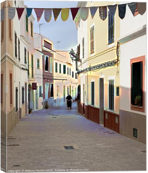  Serene Village Street in Migjorn Menorca Canvas Print by Deanne Flouton