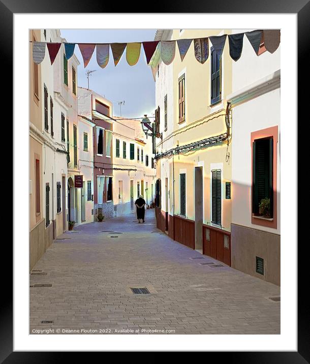  Serene Village Street in Migjorn Menorca Framed Mounted Print by Deanne Flouton