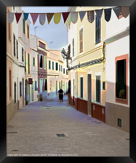  Serene Village Street in Migjorn Menorca Framed Print by Deanne Flouton