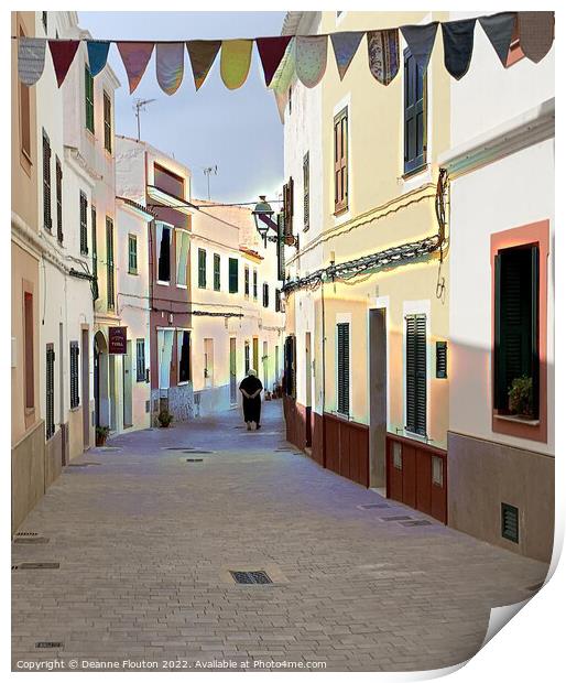  Serene Village Street in Migjorn Menorca Print by Deanne Flouton