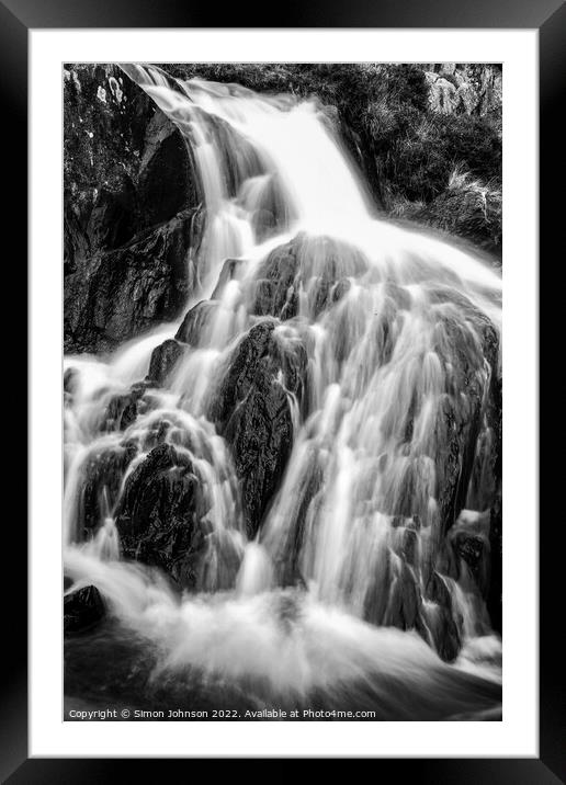 Waterfall Framed Mounted Print by Simon Johnson