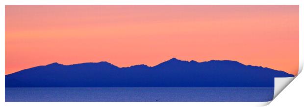 Arran silhouetted at dusk Print by Allan Durward Photography
