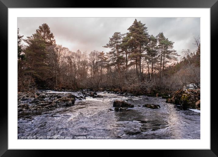 The confluence of the Water of Deugh and Polmaddy Burn at Sunset at Dundeugh Framed Mounted Print by SnapT Photography