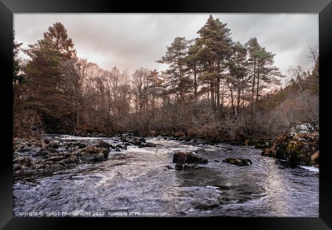 The confluence of the Water of Deugh and Polmaddy Burn at Sunset at Dundeugh Framed Print by SnapT Photography