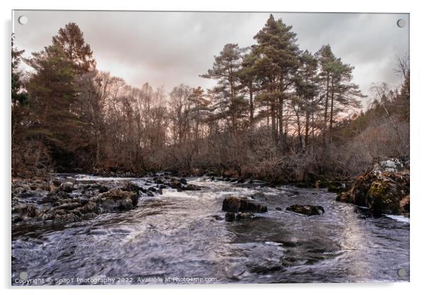 The confluence of the Water of Deugh and Polmaddy Burn at Sunset at Dundeugh Acrylic by SnapT Photography