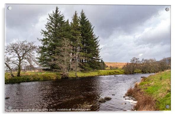 The Long Pool on the Water of Deugh river near Carsphairn in winter, Dumfries and Galloway, Scotland Acrylic by SnapT Photography